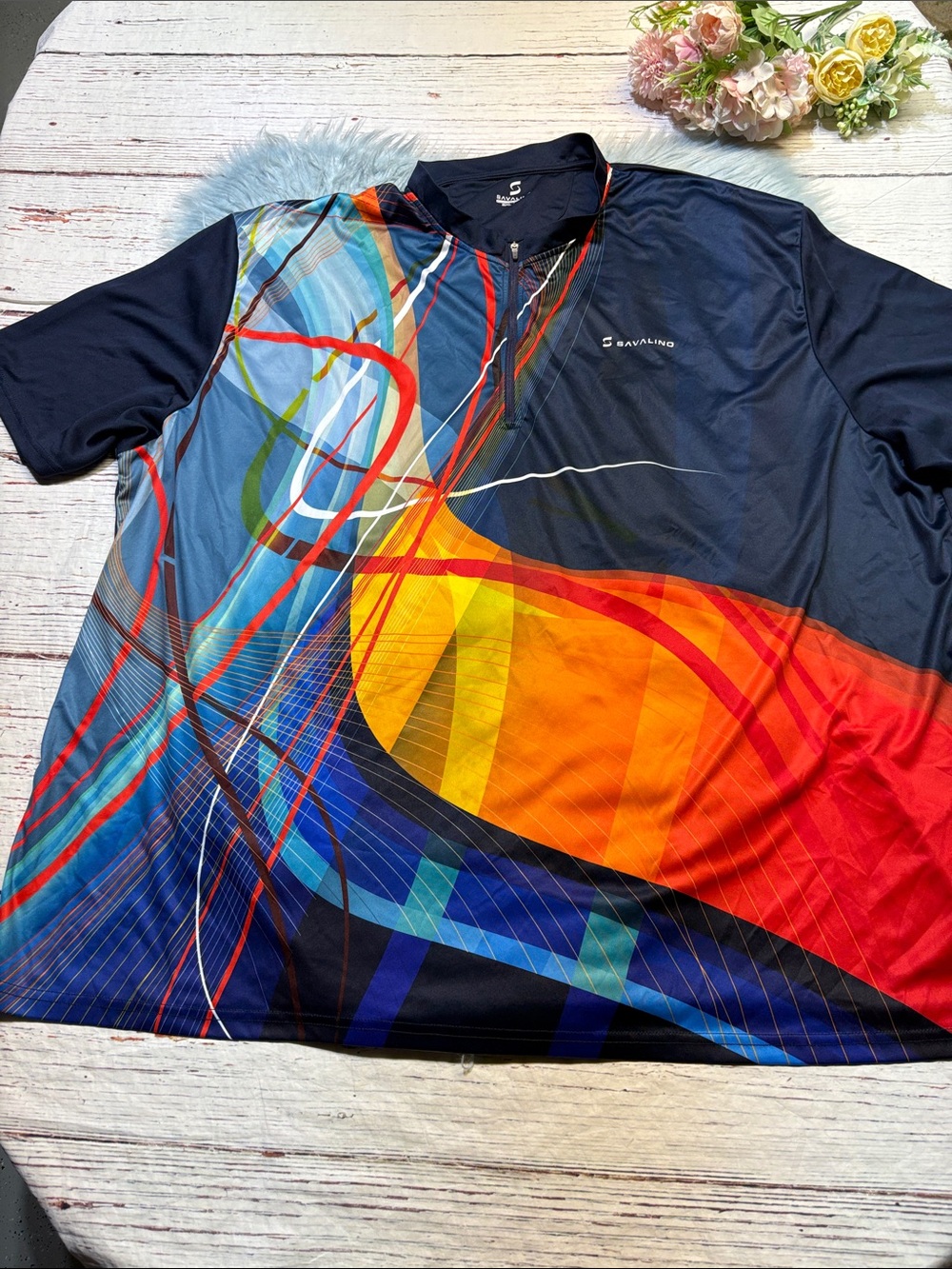 Savalino Mens Multicolor Performance Polo Shirt sz 5XL